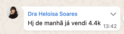 Print de depoimento: Heloísa Soares, resultado de vendas